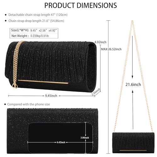 Image of Women's Sparkling Evening Clutch Purse-Glitter Handbag with Detachable Strap for Weddings, Prom, Cocktail Parties