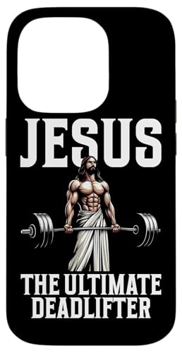 Jesus The Ultimate Deadlifter フィットネス クリスチャン ジム ウェイト スマホケース iPhone 14 Pro 用