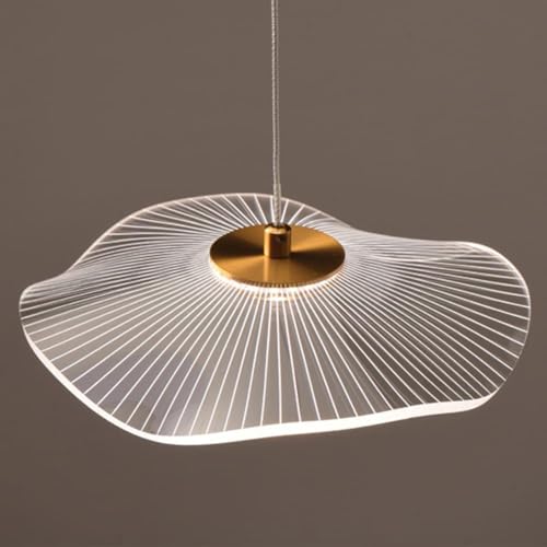 Image of Crystal Wave Pendant Light | Modern Acrylic Chandelier with Antique Gold Finish | Elegant Wave Design Hanging Light for Living Room, Bedroom, Dining Room & Hall, Restaurants Ceiling Lamp