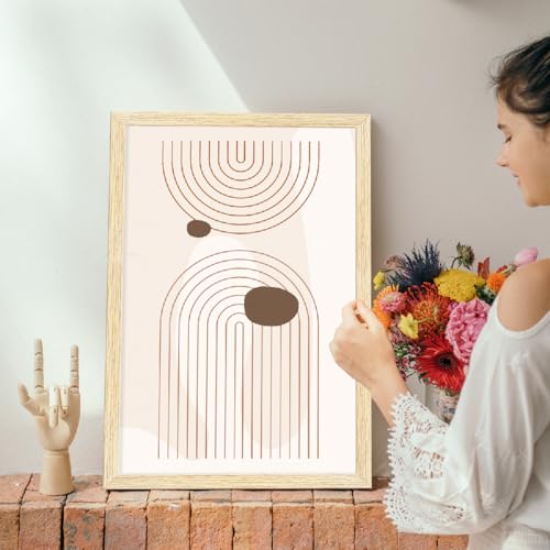Image of ArtX Paper Bohemian Shapes Wall Painting For Living Room, Boho Framed Painting for Wall Decoration, Wall Decor For Bedroom, 18.0 x 12.0 inches, Set Of 3
