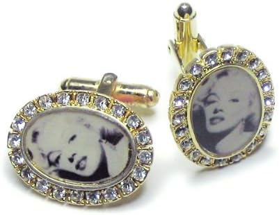 GOLD-Colored Men's Cufflinks. Marilyn Monroe DIAMOND like Cufflinks.