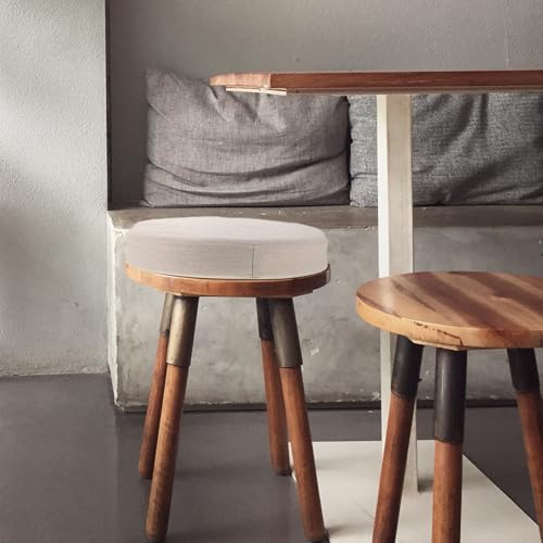 Cojín redondo de lino beige para silla de ratán con soporte suave 7