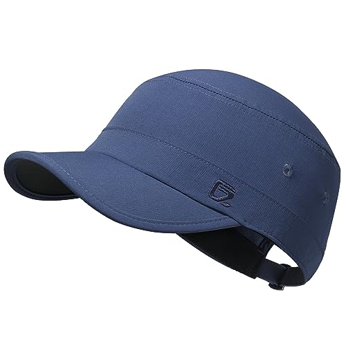 Image of GADIEMKENSD Stretch Army Cap Cadet Military Hats Flat Top Baseball Cap Short Bill Breathable