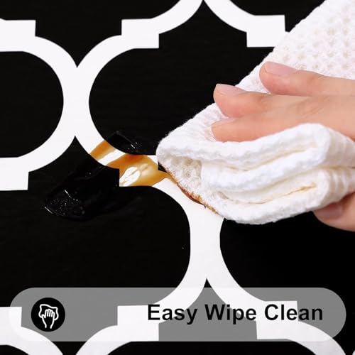 Image of Styleys Dining Table Cover Waterproof with for Kitchen Dining Table Cloth Dust and Oil Repellent (140x180, 1 Table Cover Only, Black Check, CTSLMC155)