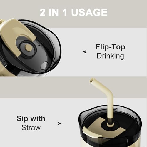 OTE 40oz Tumbler with Handle and Straw Lid, Double Walled Vacuum Insulation Stainless Steel Cup - Image 3