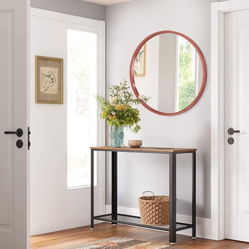 Image of AOAOPQ Round Framed Mirror for Wall Mounted Makeup Red Brushed Rounded Corner Small Mirror Metal Frame Mirrors for Vanity Home Bedroom Living Room Entrance Porch