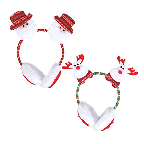Healvian Headband Earmuffs Winter Ear Muffs for Women Girls 2-pack Christmas Headband Snowflake Design