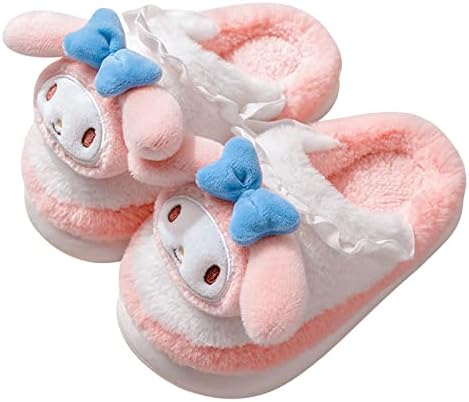 Guybely Cute Cartoon Pink Rabbit Plush Slippers Women's New Winter Indoor and Outdoor Universal Non-slip Warm Girls Slippers