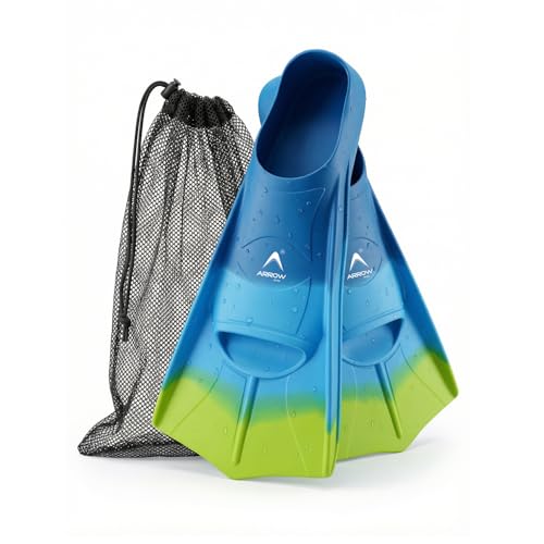 Image of Arrowmax Swimming Flipper Fins for Swimming,Long Floating Fins,Silicone Fins for Freestyle and Backstroke Training,Diving Silicone Fins Leg Paddles (XL-(43-45), Blue)