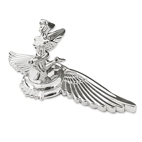 Image of Goddess Hood Ornaments for Cars Angel Flying Wings Logo Car Front Bonnet Stand Cars Metal Stickers Decals 3D Emblem Badge Auto Sticker Symbol Hood Ornament for Trucks Vehicle (Chrome Sliver)