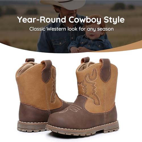 Apakowa Baby & Toddler Cowboy Boots for Boys Girls Infant Baby Cowboy Cowgirl Western Boots Round Toe All Seasons 6-36 Months (Infant/Toddler) 5