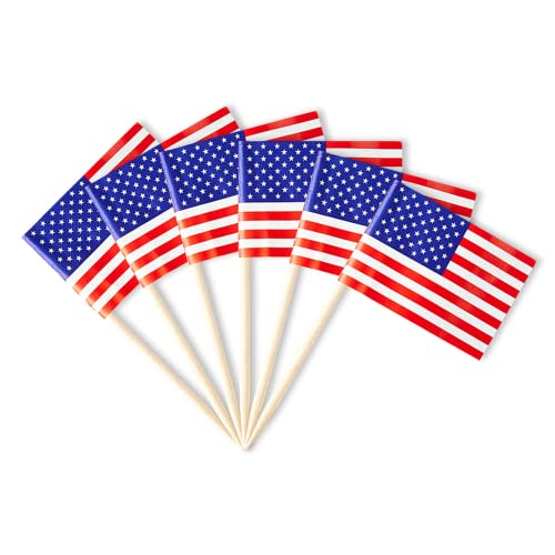 pretty_jessie American Toothpick Flags 100 Pack, USA Flag Cocktail Picks
