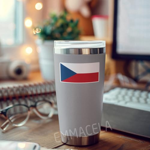 Image of (3PCS) Czechia Flag stickers, Countries Flag Stickers - Waterproof Vinyl Decals For Laptops, Tumblers, Water Bottles, Books, Scrapbooks, Size 3 x 1.5 Inch