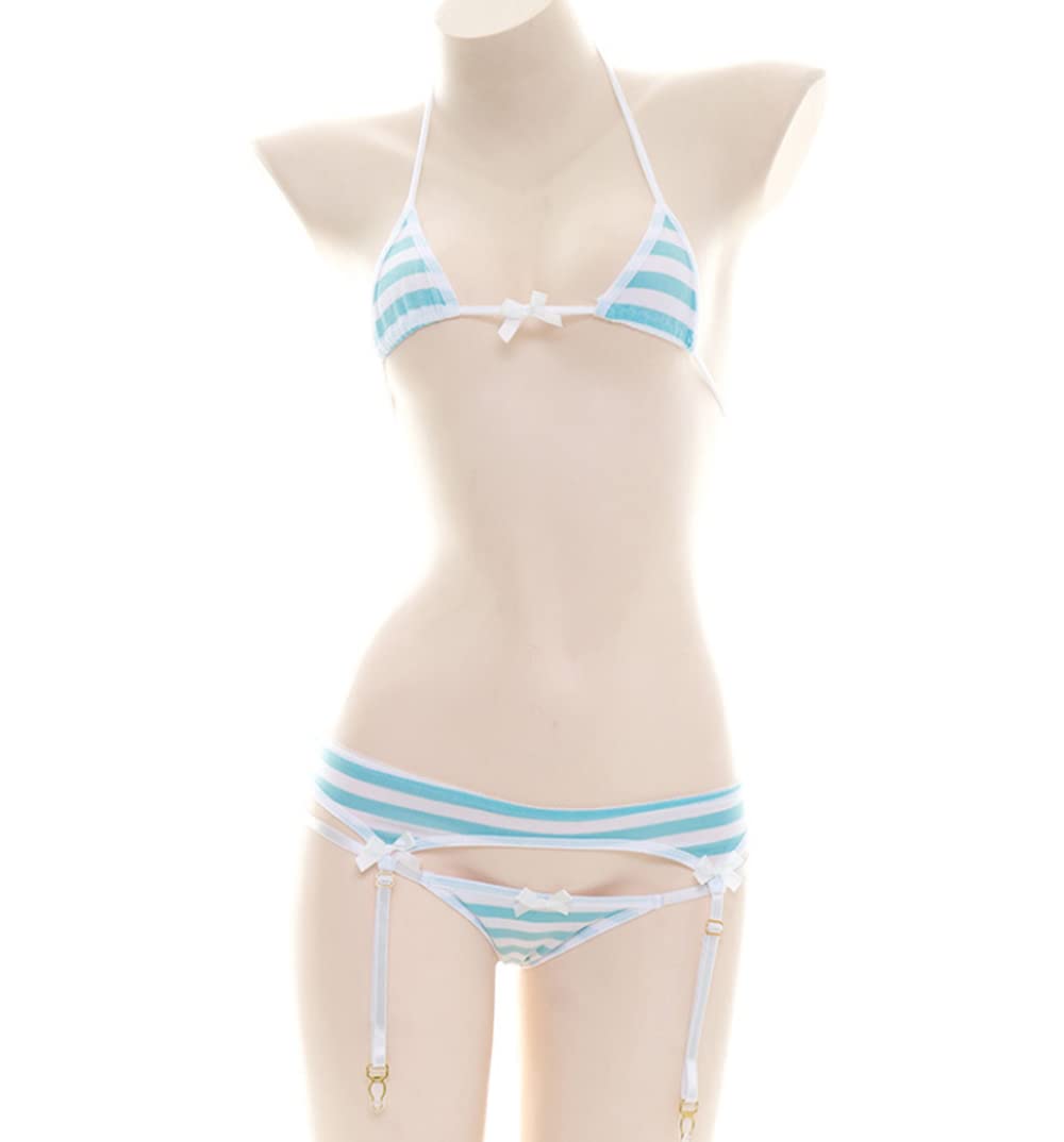 SINGUYUN Womens Sexy Micro bikini Suit Anime Bikini Cosplay Lingerie Kawaii Bra and Panty Set Cute: One Size 204blue