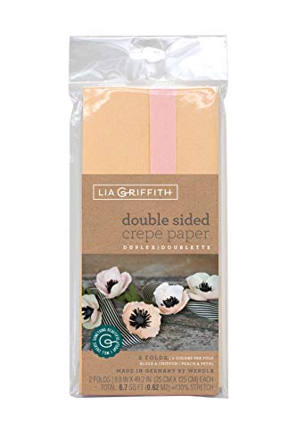 Lia Griffith Double Sided Crepe Paper Folds Roll, 6.7-Square Feet, Blush And Chiffon, Petal And Peach #TOP4