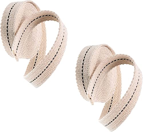 Lantern Wicks Oil Lamp Wick - 2 Rolls 3/4 Inch Flat Cotton Wick with Genuine Black Stitch Replacement Oil Lanterns Wick for Candle Burners and Paraffin Oil Kerosene Based Lanterns (16 Feet)