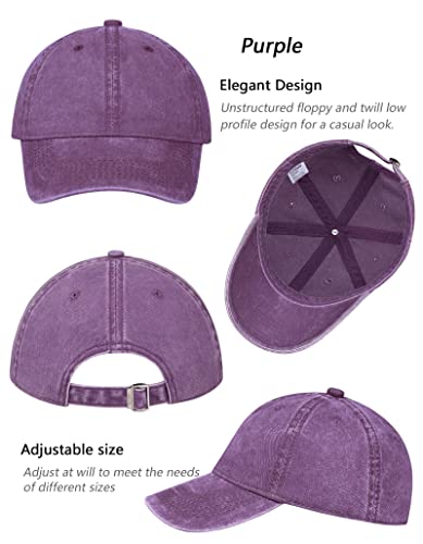 Image of 3 Pack Vintage Washed Cotton Adjustable Baseball Caps for Men Women Unstructured Low Profile Plain Classic Dad Hat