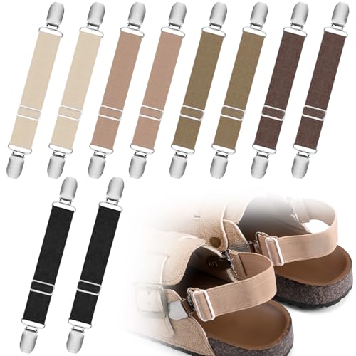 5 Pairs Elastic Shoe Straps Adjustable Sandal Heel Strap Anti-Loose Shoe Ankle Belt for Clogs Mule Footbed Cork Platform Slipper Suede Leather Mules Potato Boot Sandals