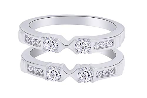 AFFY 1 Ct. Three Stone Ring Guard Enhancer in Sterling Silver with Cubic Zirconia Ring Size-6.5