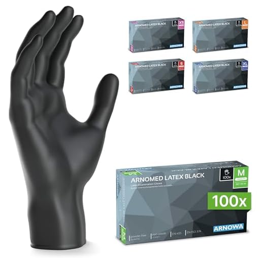 ARNOMED Einweghandschuhe M, Latexhandschuhe Schwarz, Einweghandschuhe puderfrei, Handschuhe Latex Einweg, 100 Stück/Box, Putzhandschuhe, Latex Handschuhe, Einmal-/Einweg-Handschuhe in S, M, L & XL