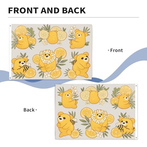 Bannière robuste extérieur Ours et citron drapeau grand format 1,5x2,4m