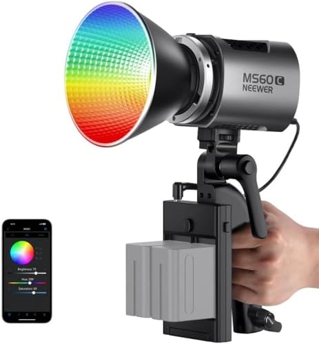 Image of NEEWER MS60C 65W RGB COB Video Light with 2.4G /Application Remote Control, Continuous RGB LED Lighting, Bowens Mount Photo Studio Light