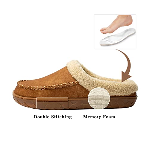 WOTTE Men's Moccasin Slippers Microsuede Fleece Fuzzy Lined Memory Foam House Shoes for Indoor Outdoor4