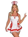 TIPINOICE Women Sexy Lingerie Nurse Costume Nightwear Cosplay Dress Skirt Uniform Set (White B, L)