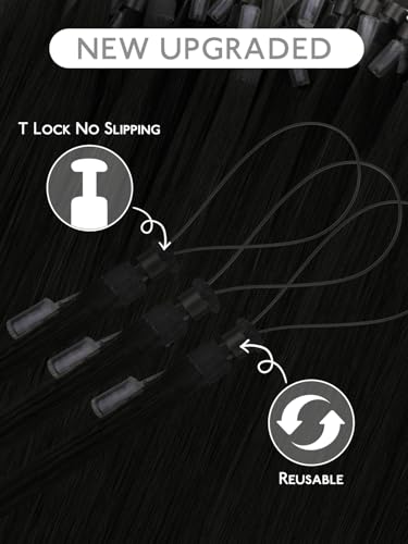Image of WENNALlFE T Lock Tip Hair Extensions Human Hair, 50g 60s 20 Inch Jet Black Remy Hair Microlink Hair Extensions Real Human Hair Seamless Micro Loop Soft Reusable Micro Bead Extensiones De Cabello