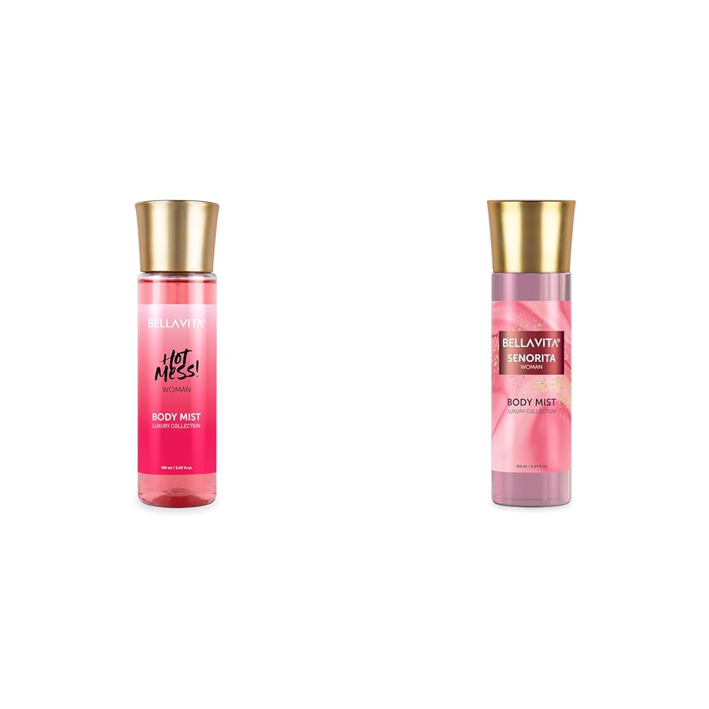 Bella Vita Luxury Hot Mess Woman Body Spray Mist with Citrus Mandarin Passionfruit Rose Jasmine Vanilla & Musk Long Lasting Fragrance 150ML Senorita Women Body Spray Mist Perfume