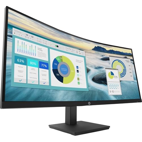 Image of HP P34hc G4 Curved USB-C Monitor - 34 inch WQHD (3440 x 1440) Display, 60Hz, Built-in Speaker, Low Blue Light, Adjustable Stand (Height /Tilt), USB Hub, HDMI, DisplayPort