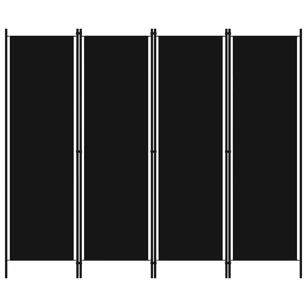 vidaXL 4-Panel Room Divider Folding Panel Screen Movable Partition Privacy Separator Wall Furniture Indoor Bedroom Office Black 200x180 cm