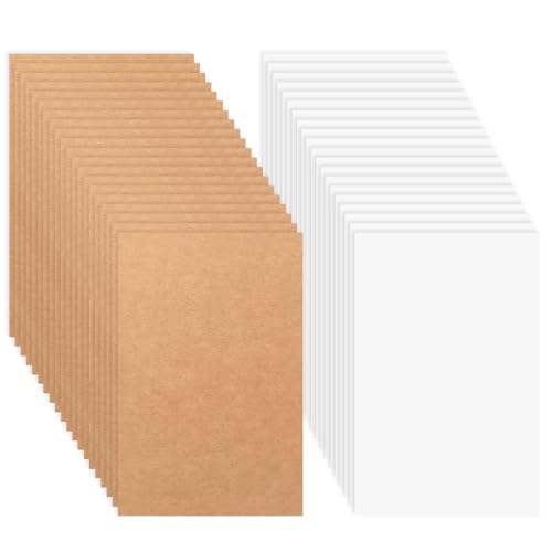 100 Hojas A6 Cartulinas Blancas Marrones, 350 g/m² Tarjetas de Papel Kraft, Tarjetas Personalizadas, Cartón Carton Blanco Marrón para Impresión Arte y Manualidades (95 x 145 mm)