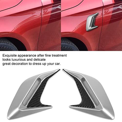 Hood Side Air Vent Trim, Self Adhesive Weatherproof Side Air Flow Sticker Anti Rust 2Pcs For Car Modification (Silver) #TOP3