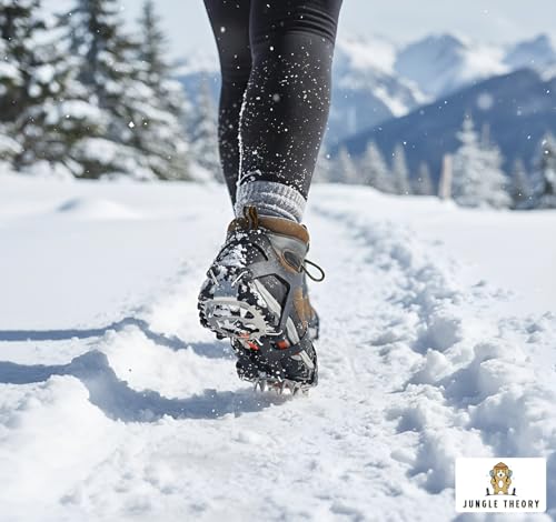Image of Jungle Theory GripXtreme Ice Crampons - 18 Spike Anti-Slip Shoe Grips for Snow, Ice & Trekking | Steel Cleats for Shoes & Boots | Hiking Accessories for Men & Women