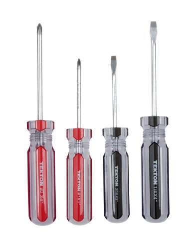 TEKTON 27040 Pro Screwdriver Set, Phillips and Flat, 4-Piece [Older Model]
