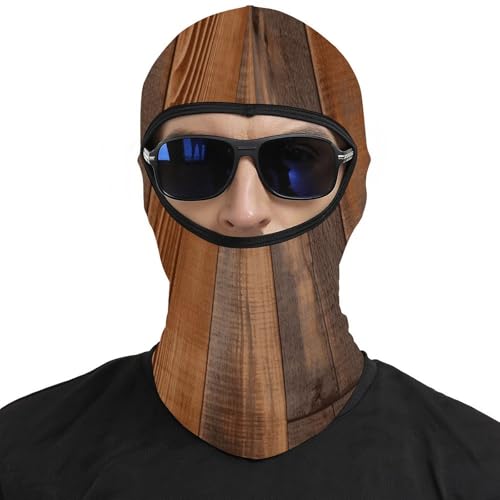 Máscara de esquí para hombres y mujeres, balaclava marrón con estampado de madera, máscara facial térmica, protección contra el frío, equipo de motocicleta, invierno miniatura 3