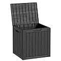 Yardgrace 35 Gallon Waterproof Large Resin Deck Box Indoor/Outdoor Lockable Storage Container and Seating for Garden, Pool, and Patio (35 Gallon, Black)