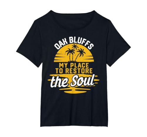 My Place to Restore The Soul - Oak Bluffs T-Shirt, Women's Plus, Black, 4X