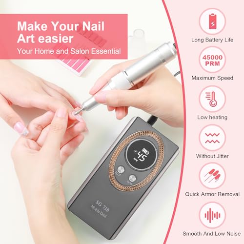 Kit Portátil de Taladro Eléctrico para Uñas 45000RPM miniatura 2