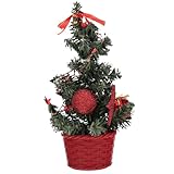 LEDMOMO ミニ卓上クリスマスツリー レッド 小型デスクトップ飾り おしゃれなクリスマスデコレーション 家やパーティー用の室内装飾に