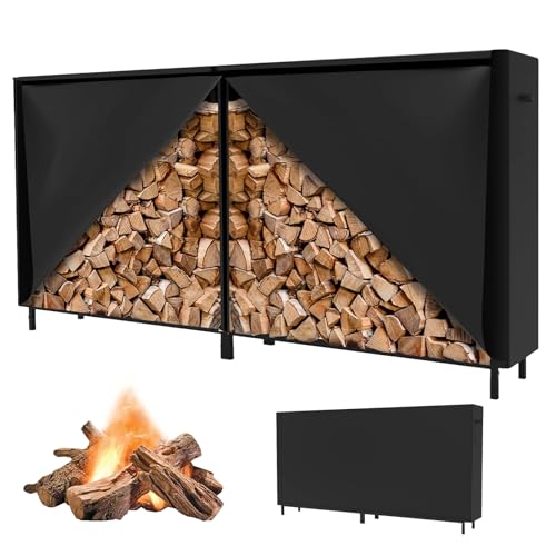 8FT Bache Table De Jardin, Housse Pour RâTelier à Bois De Chauffage, Multifonctionnel Housse Pour Abri à BûChes, Construction 600D, Coupe-Vent, ImperméAble, RéSistante Aux Uv