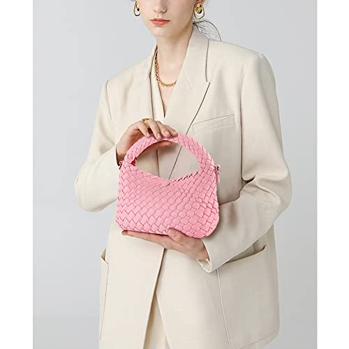 Image of Maydear Woven Purse for Women, Small Top Handle Handbag with Detachable Shoulder Strap, Crossbody Bag