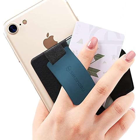 Sinjimoru Phone Grip Card Holder with Phone Stand, Secure Stick on Phone Card Holder for iPhone with Pop Out Phone Kickstand. Sinji Pouch B-Grip Silicone Teal Cover