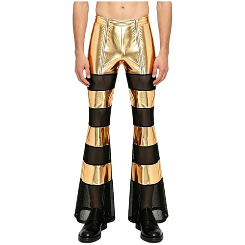 Pantalons de moto homme taille haute effet miroir en cuir verni