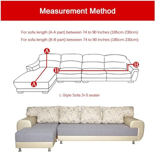 Image of House of Quir Universal Sectional Sofa Covers L - Shape Couch Slipcover 2pcs Stretch Elastic L-Type Chaise Sofa Couch Furniture Protector (Blue Flower)