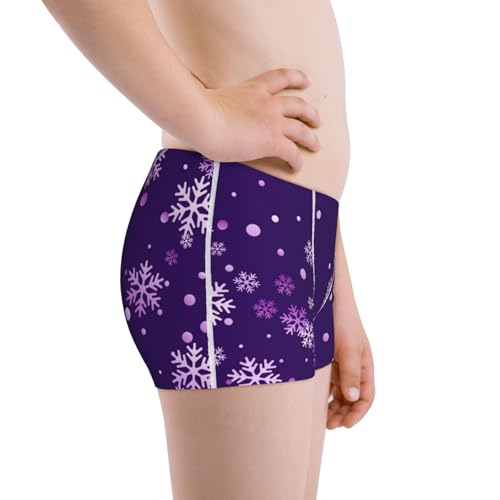 Boys' Cotton Boxer Brief Soft Underwear-Crystal Purple Snowflake2