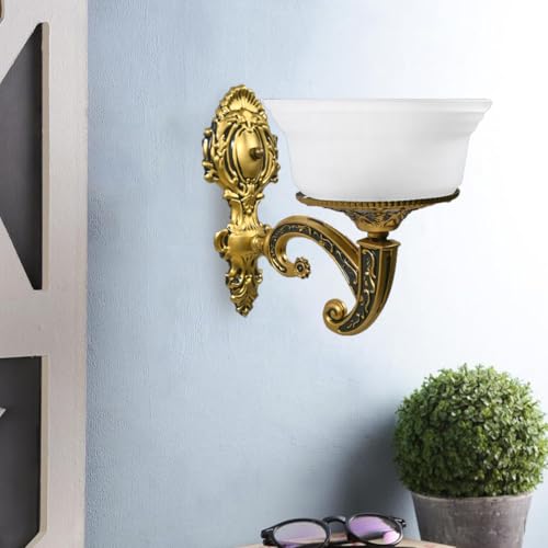 Image of WHITERAY Golden Antique Designer Imported Wall Light Wall lamp for Bedroom, Living Room,Kitchen, Bars, malls, Besides The Bed, Balcony Home Decoration (1112 (Single) with Bulb)