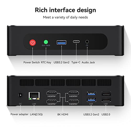 Beelink Gtr6 Mini Pc Amd Ryzen 9 6900Hx 8Cores Win11 Pro Mini Computers, 32Gb Ddr5 Ram 500Gb Nvme Ssd, Quad Hdmi 8K Output, 2.5G Rj45, 2X M.2 Ssd Slot, Wifi 6, Amd Radeon 12 Cores Mini Tower Pc #TOP6