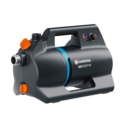 Gardena Pompe de jardin sur batterie 3000 Silent 18V P4A prête à l'emploi - sans chargeur ni batterie: Puissante, Fonctionnement silencieux, Boîtier...